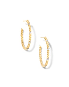 Tyler 14k Yellow Gold Hoop Earrings in White Diamond